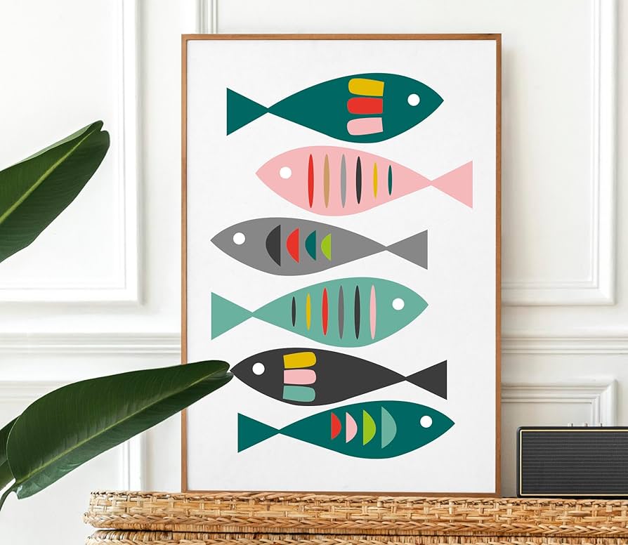 Amazon.com: Mid century fish print, fish wall art, mid